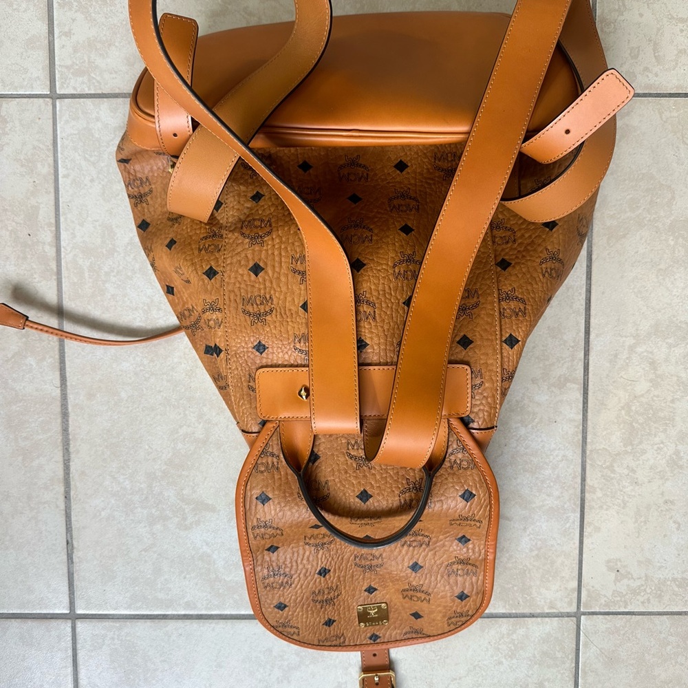 Mcm Large Leather Drawstring Backpack - image 2